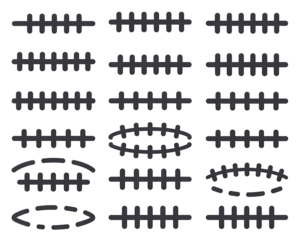 A collection of different stitching and lacing icons