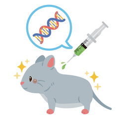 注射器、遺伝子、ネズミのイラスト