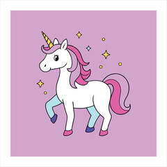 Cute unicorn on vector illustration