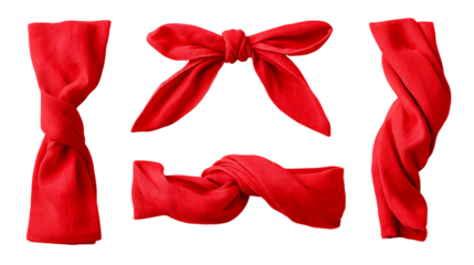 Collection of red headbands in different styles transparent PNG isolated background