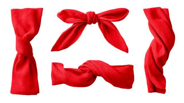 Collection of red headbands in different styles transparent PNG isolated background