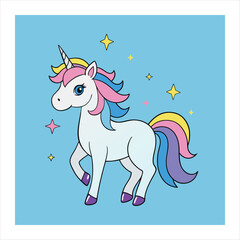 Cute unicorn on vector illustration
