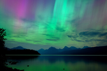 Aurora Borealis Over Glacier National Park