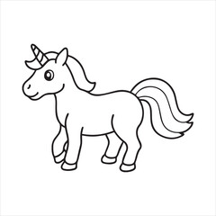 cute unicorn line art vector, unicorn outline
