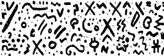Hand drawn abstract shapes and dots seamless pattern transparent PNG isolated background