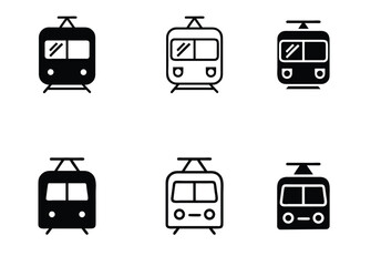 metro rail icon set vector