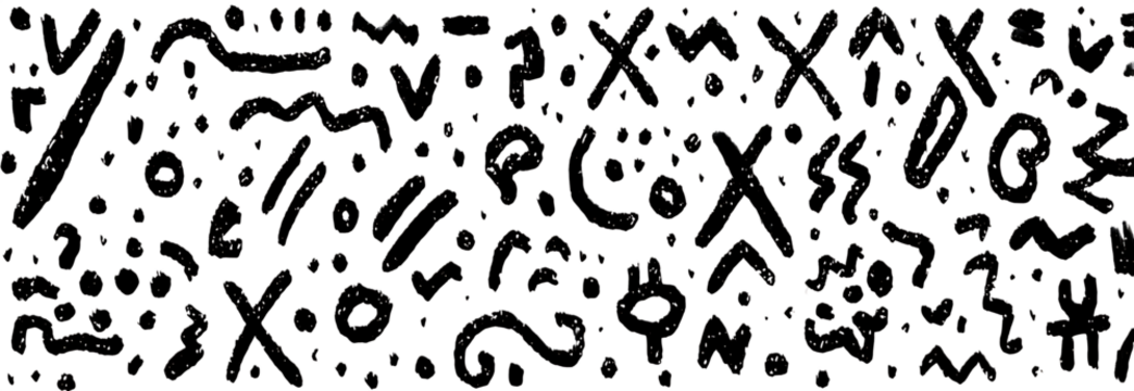 Hand drawn abstract shapes and dots seamless pattern transparent PNG isolated background - Powered by Adobe