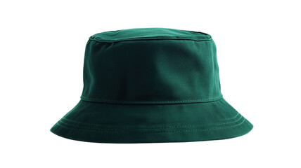 Stylish green bucket hat with modern design isolated on a solid background