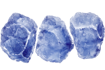 Three pieces of blue crystal mineral isolated on white background transparent png