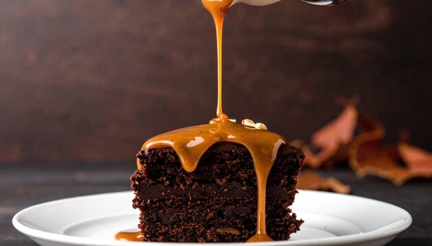 Caramel-drizzled brownie slice