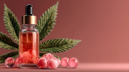 Cannabis-infused serum, pink spheres