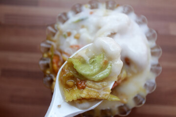 ice cream with rujak on bowl