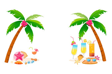 set of tropical island icons