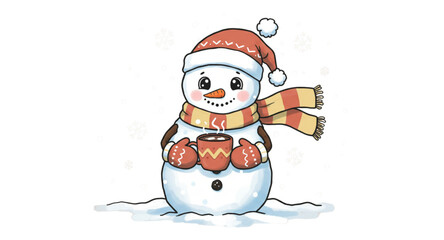 snowman with red hat and scarf