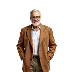 Professional portrait of older businessman in office setting bright lighting confident expression