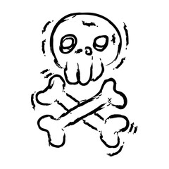 Skull and Crossbones Hand Drawn Halloween Graphic