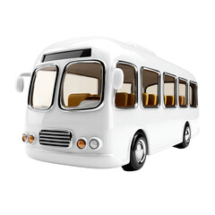 White bus, front view, cartoon style