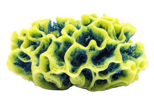Closeup View Of Yellow And Blue Cellular Structure