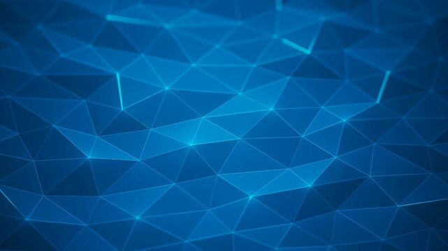 Vibrant blue background with low poly polygonal pattern creates modern, dynamic, and abstract geometric visual effect for stunning visuals