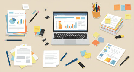 Fototapeta premium vector illustration of office objects
