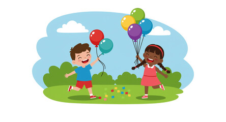 children playing with balloons