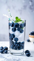 Refreshing Blueberry Water with Ice