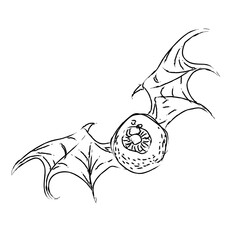 Flying Eyeball Hand Drawn Halloween Illustration