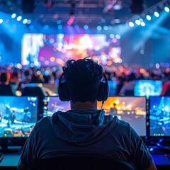 Fototapeta premium Gamer engrossed in competition