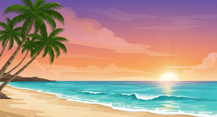 tropical beach with palm trees