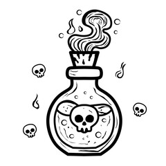 vector illustration of a bottle of poiton with skull