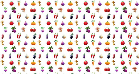 Vegetable pattern PNG - 3d rendered