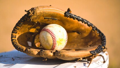 Baseball glove and ball outdoors