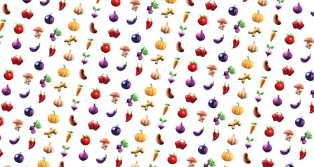Seamless pattern of vegetable on isolated background