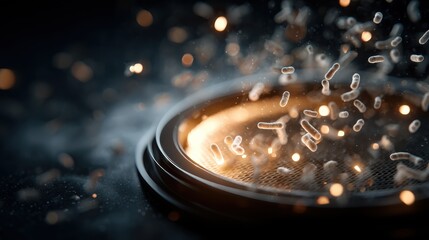 Glowing embers and sparks scatter from a glowing metallic surface in a dark, smoky environment, creating a dramatic and intense visual effect.