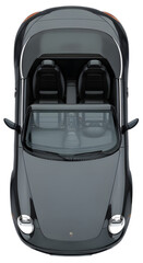 Fototapeta premium Overhead view of a sleek gray convertible car isolated on transparent background