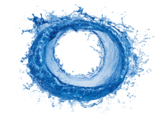 Water swirling into a circular splash transparent PNG isolated background