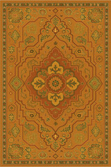 Moroccan Folk art inspired Carpet with modern Pattern in high definition isolated on white canvas with trending colors	