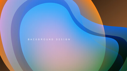 Abstract fluid shapes overlap, creating vibrant color gradients. Background is black, design feels modern, dynamic.