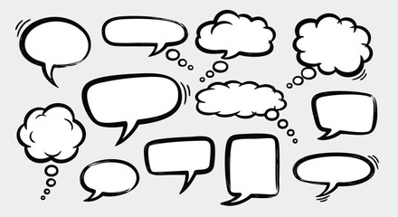 Blank speech bubbles and thought clouds collection for creative communication and idea generation