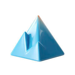 Light-blue, stylized pyramid shape, 3D model, geometric design