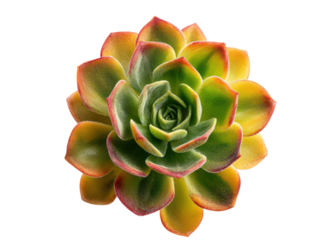 Vibrant succulent plant with green yellow and red leaves image, Isolated, Png Transparent Background