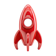 Red rocket ship, glossy finish, cartoon style