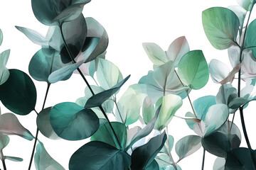 Delicate Eucalyptus Branches With Teal Green And Pastel Tones