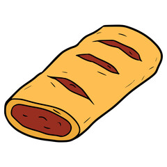 sausage roll illustration hand drawn isolated vector	