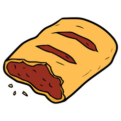 sausage roll bite illustration hand drawn isolated vector