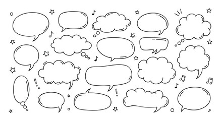 Fototapeta premium Add stylish hand-drawn speech bubbles and thought clouds to enhance your designs with a personal touch