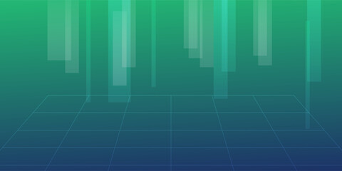 Digital speed tech on blue-green background, cyber nano info, abstract communication, AI big data, network links, future innovation, with 3D line and dot illustration.