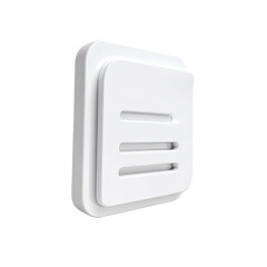 White square icon, 3D rendering, with three horizontal lines