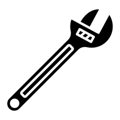 Adjustable Wrench Tool Icon Illustration