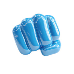 Light blue, glossy, 3D fist graphic